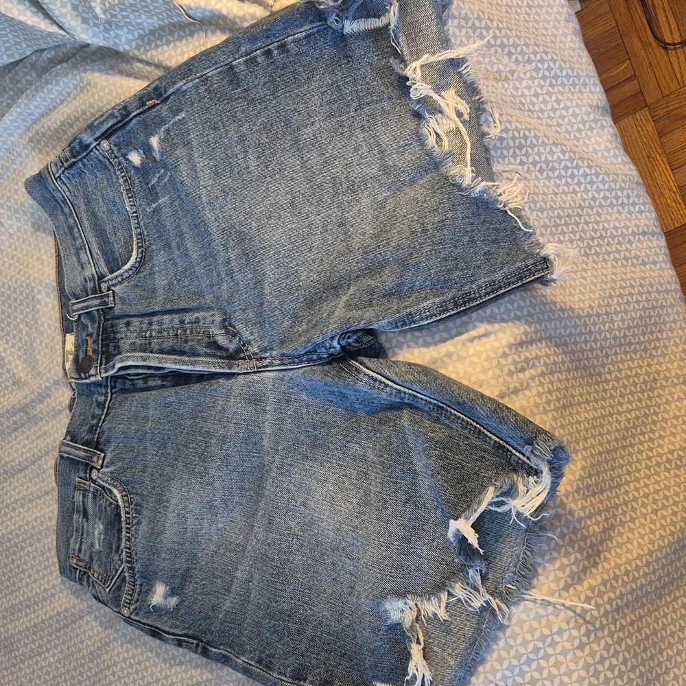 Free People Light Blue Distressed Jean Shorts 27